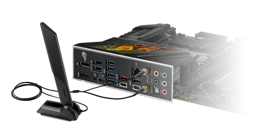 ROG Strix Z790-H 配備 WiFi 6E、隨附天線和 2.5 Gb 乙太網路