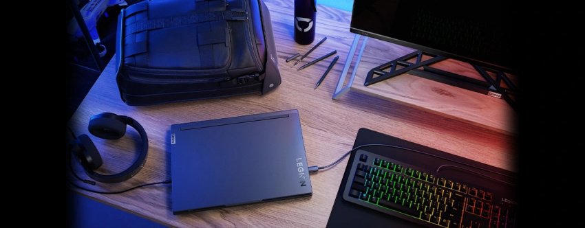 Close up of partially opened Legion 5i laptop