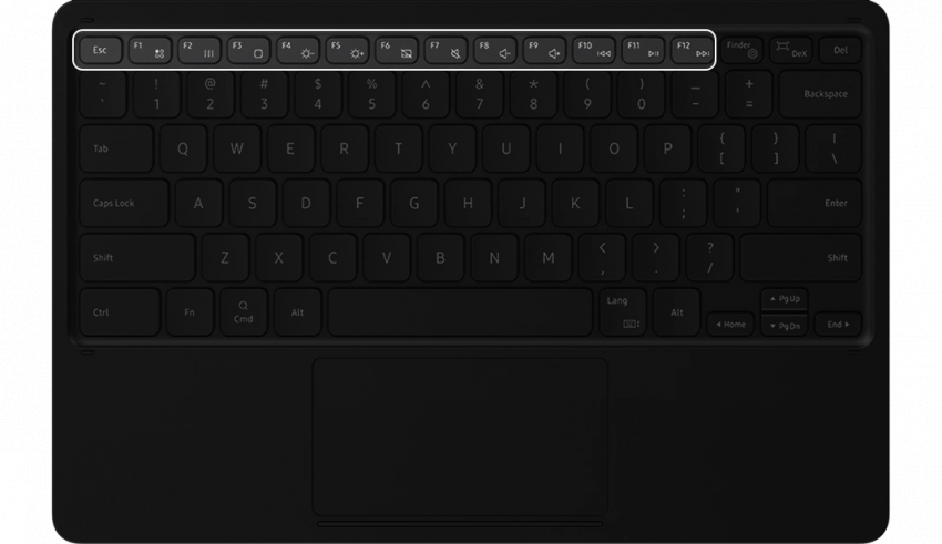 A function key is highlighted on the BookCover Keyboard to show its placement