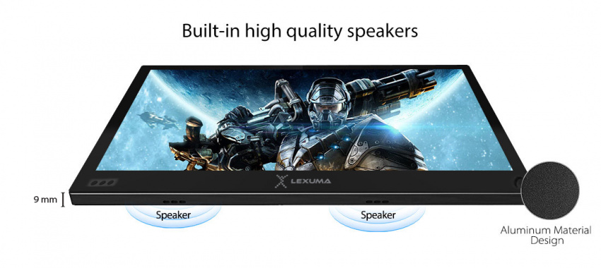 GadgetiCloud-Lexuma-XScreen-Portable-Monitor-Ultra-Slim-HD-1080P-USB-Powered-Gaming-slim-profile-built-in-speaker