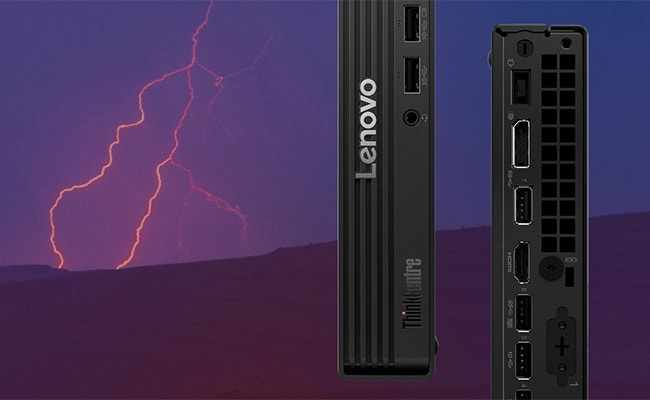 Lenovo ThinkCentre M70q Gen 6 小型電腦配備防塵罩，讓你保持高效，並配備超過 11 個連接埠，讓你隨時保持連接。