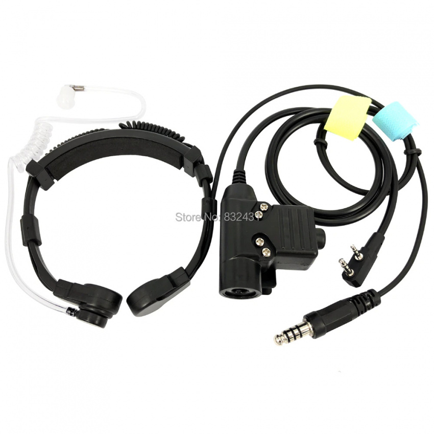 U94 PTT Cable K Type and Nato Heavy Duty Telescopic Throat Vibration Mic for Baofeng Kenwood TYT 6