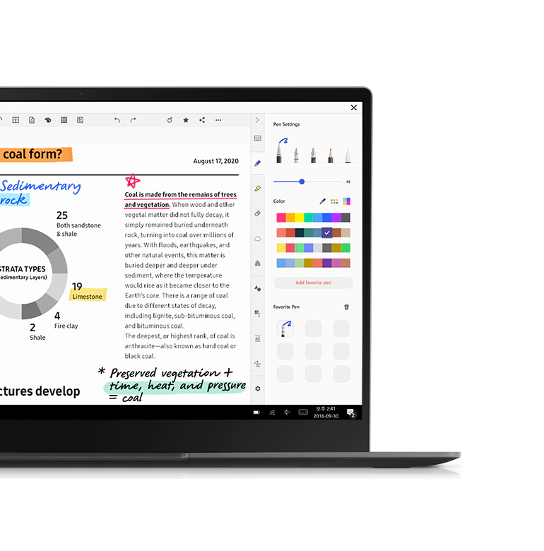 Samsung Notes auto syncs to your laptop so you can continue working on another device