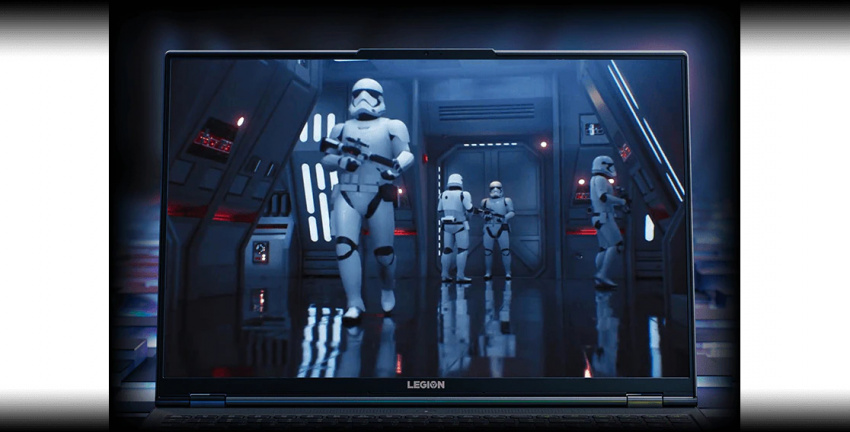 Lenovo Legion 7 (16” AMD) gaming laptop, display, demonstrating enhancements