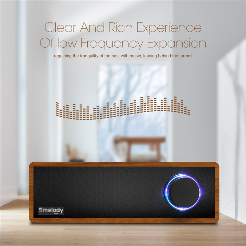 Smalody bluetooth Speaker Portable Wooden Wireless Headset Stereo Mini Subwoofer Loudspeaker