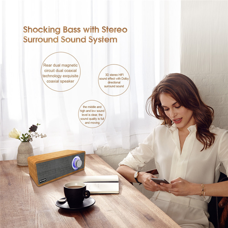 Smalody bluetooth Speaker Portable Wooden Wireless Headset Stereo Mini Subwoofer Loudspeaker