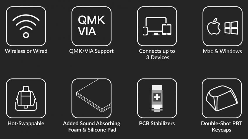 Features of Keychron K8 Pro QMK VIA Wireless mechanical keyboard