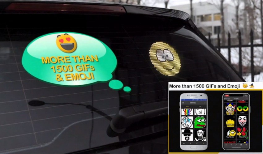 Mojipic led voice-controlled car display with over 1500 gifs and emojis