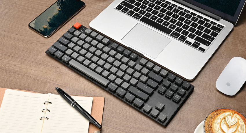 Keychron K1 超薄無線機械鍵盤，適用於 Mac Windows 87 鍵 - Gateron 薄型機械開關 RGB 背光