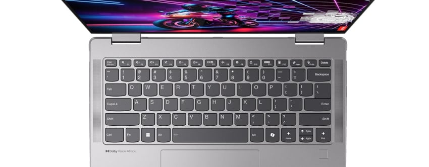 Top view of the Lenovo Yoga 7 2-in-1 Gen 9 (14 AMD), showing keyboard