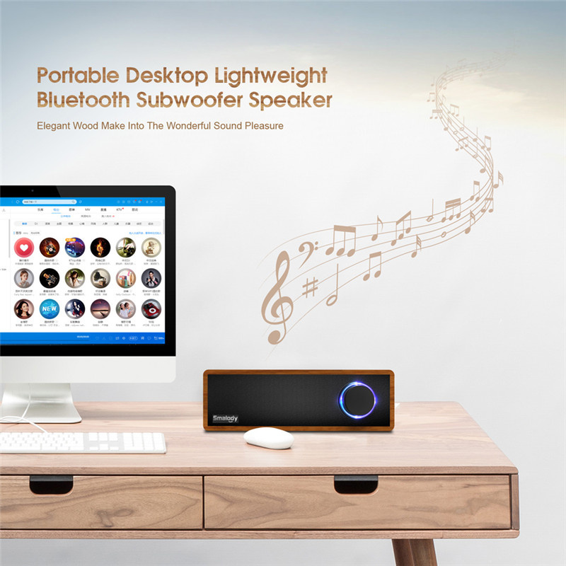 Smalody bluetooth Speaker Portable Wooden Wireless Headset Stereo Mini Subwoofer Loudspeaker