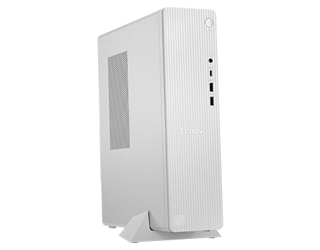 IdeaCentre Tower Gen 10 (Intel) 桌上型電腦放在支架上的左前視圖。