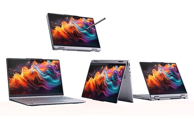 Lenovo IdeaPad 5i 二合一 Gen 10 筆記型電腦配備 360 度轉軸，讓其可以靈活地在筆記型電腦、帳篷、站立和平板模式之間切換。