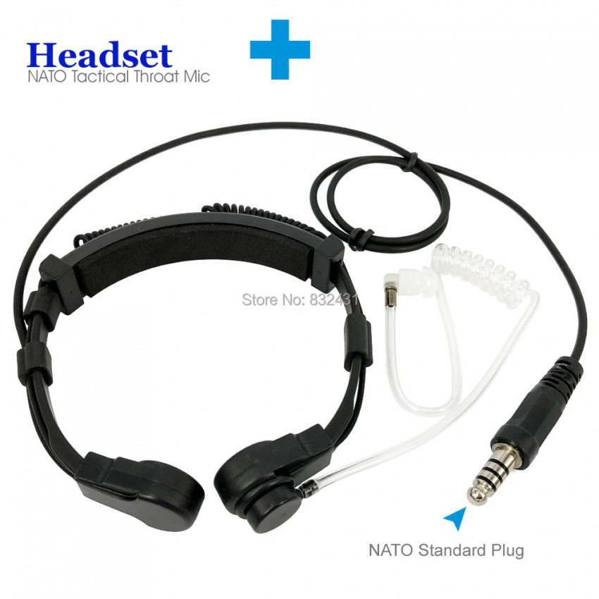 U94 PTT Cable K Type and Nato Heavy Duty Telescopic Throat Vibration Mic for Baofeng Kenwood TYT 10