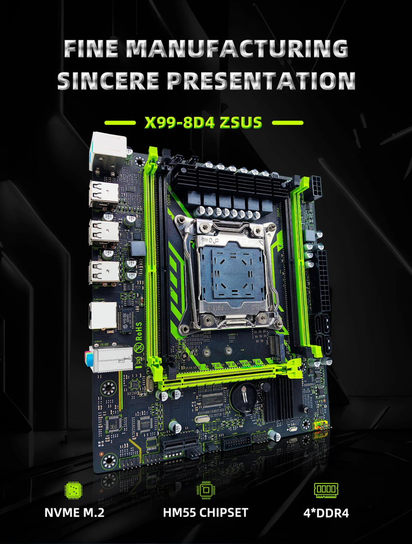 ZSUS X99-8D4 主機板套件採用 Intel LGA2011-3 Xeon E5 2650 V4