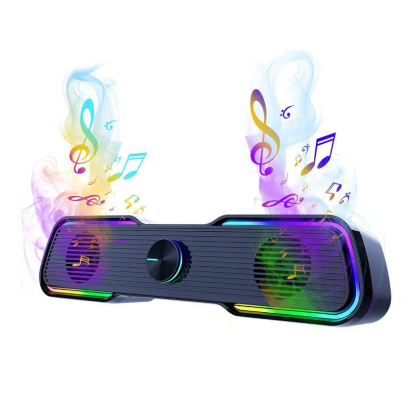 Speaker Colorful 3D Surround Smart with Cable Desktop Soundbar Speaker for Computer