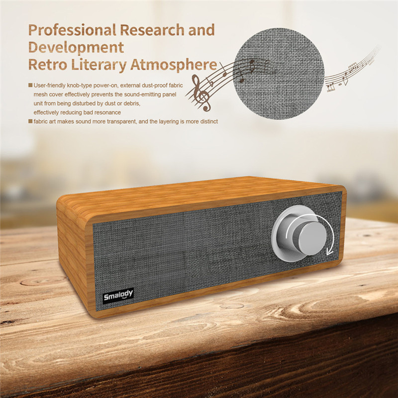Smalody bluetooth Speaker Portable Wooden Wireless Headset Stereo Mini Subwoofer Loudspeaker