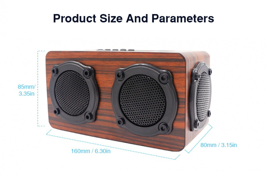 Wooden Bluetooth Speaker HIFI Wireless Dual Loudspeakers 3D Bass Surround Speaker with Karaoke function Hands free call FM radio (9)