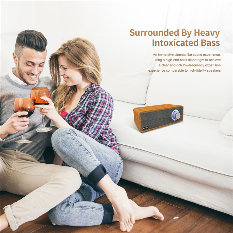 Smalody bluetooth Speaker Portable Wooden Wireless Headset Stereo Mini Subwoofer Loudspeaker