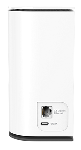 An image of the router's side panel showing the ethernet port and power port