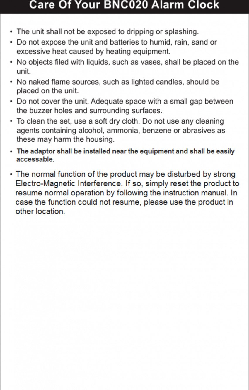 Page 17 of BNC020 Bluetooth Alarm Clock User Manual Manual Zeon Far East