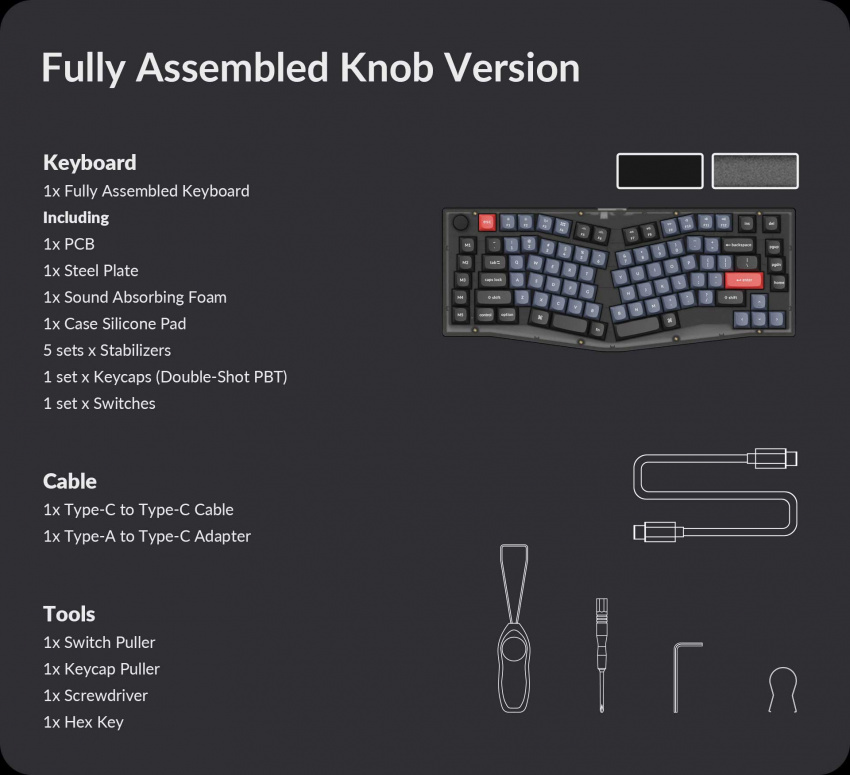 Package list of Keychron V10 Fully Assembled Knob Version