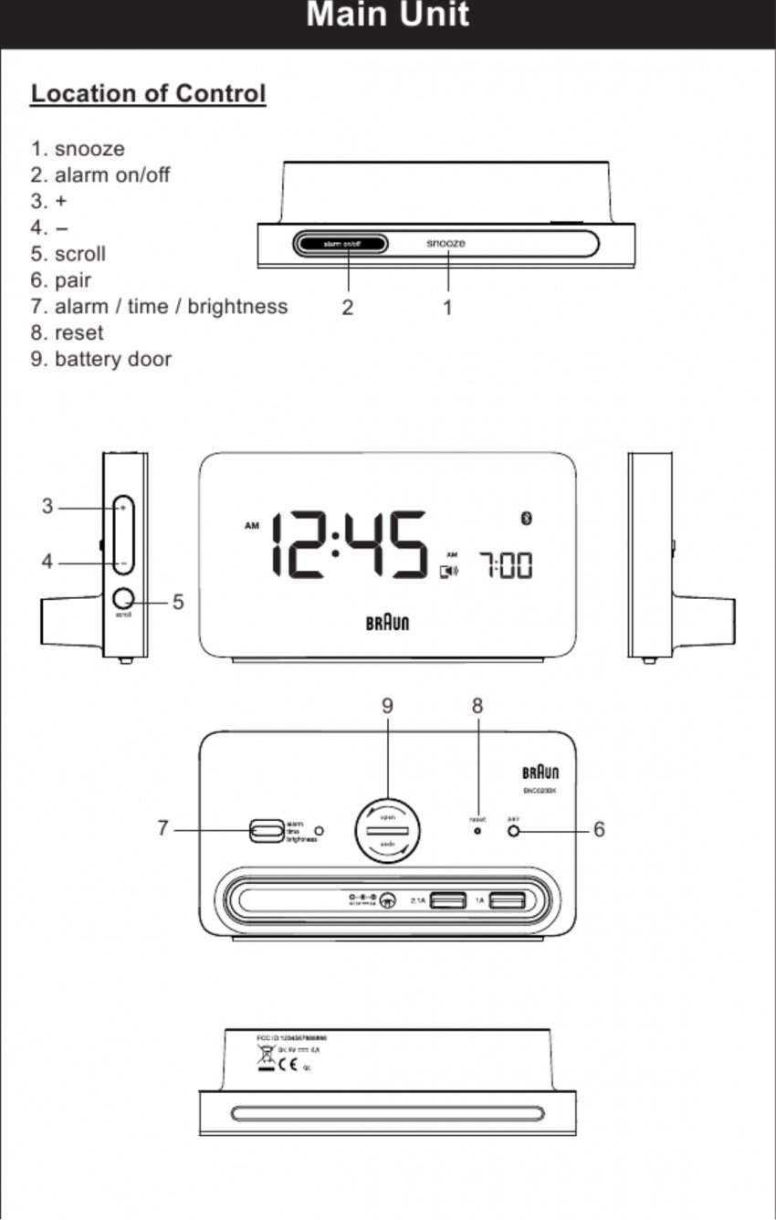 Page 2 of BNC020 Bluetooth Alarm Clock User Manual Manual Zeon Far East