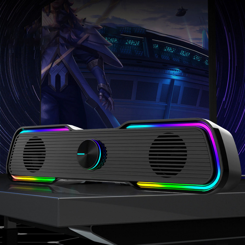 Speaker Colorful 3D Surround Smart with Cable Desktop Soundbar Speaker for Computer