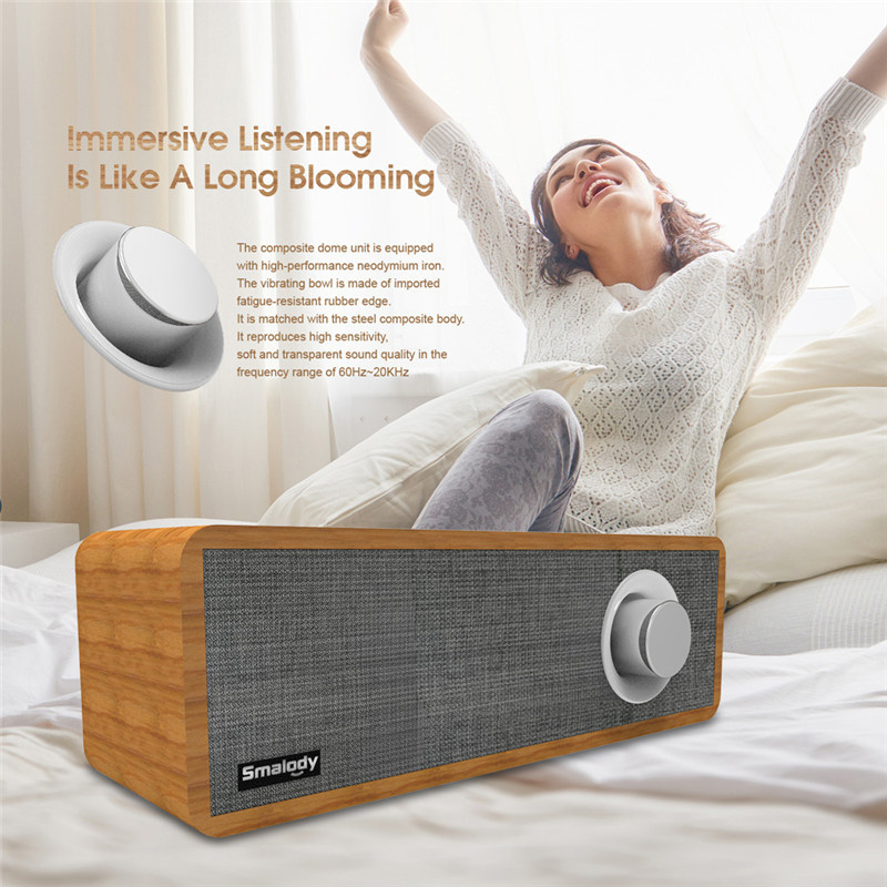 Smalody bluetooth Speaker Portable Wooden Wireless Headset Stereo Mini Subwoofer Loudspeaker