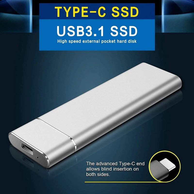 PC 2TB Silver External Hard Drive Portable External Hard Drive 1TB 2TB High Speed USB 3.1 External HDD for Mac Laptop A1 