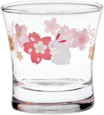 兔仔櫻花招福玻璃杯 （日本直送）
