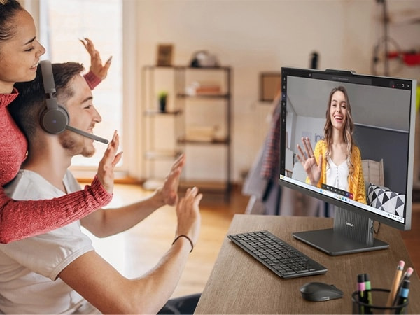 People video chatting on IdeaCentre AIO i Gen 9 computer