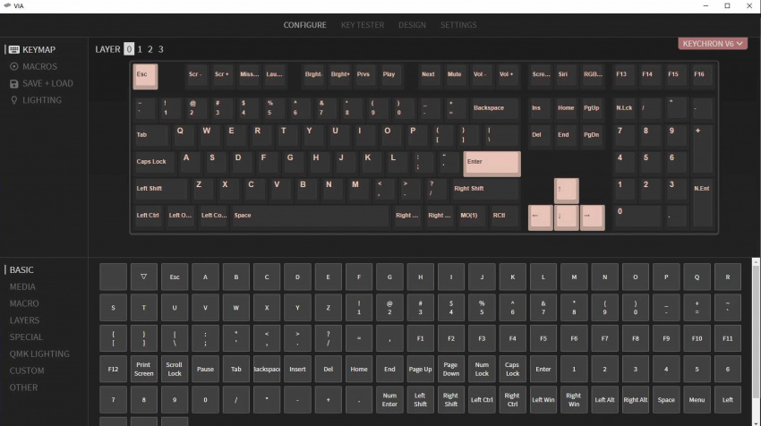 QMK威盛Keychron V6定制機械鍵盤截屏