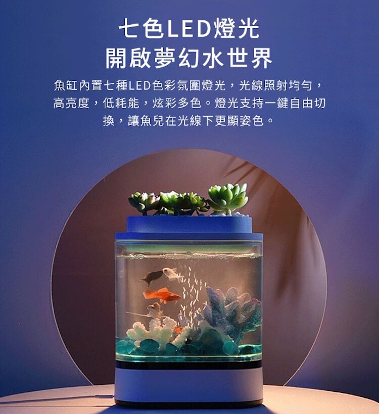 小米有品 畫法幾何 迷你懶人魚缸 自帶氧氣泵 小米魚缸 可拆卸擋板 分層造景
