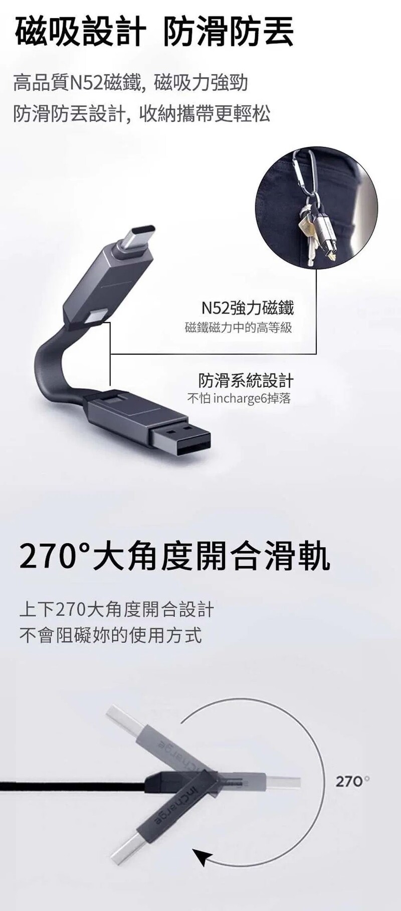inCharge 6 38mm 六合一充電線