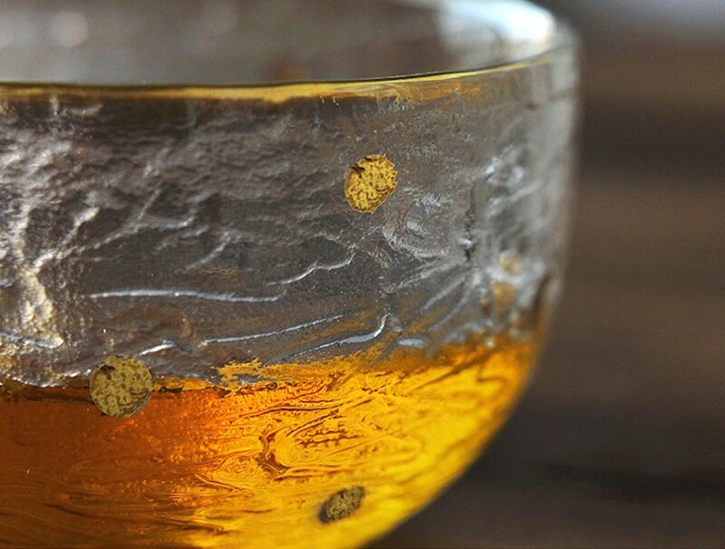 日式手工錘紋圓底玻璃杯