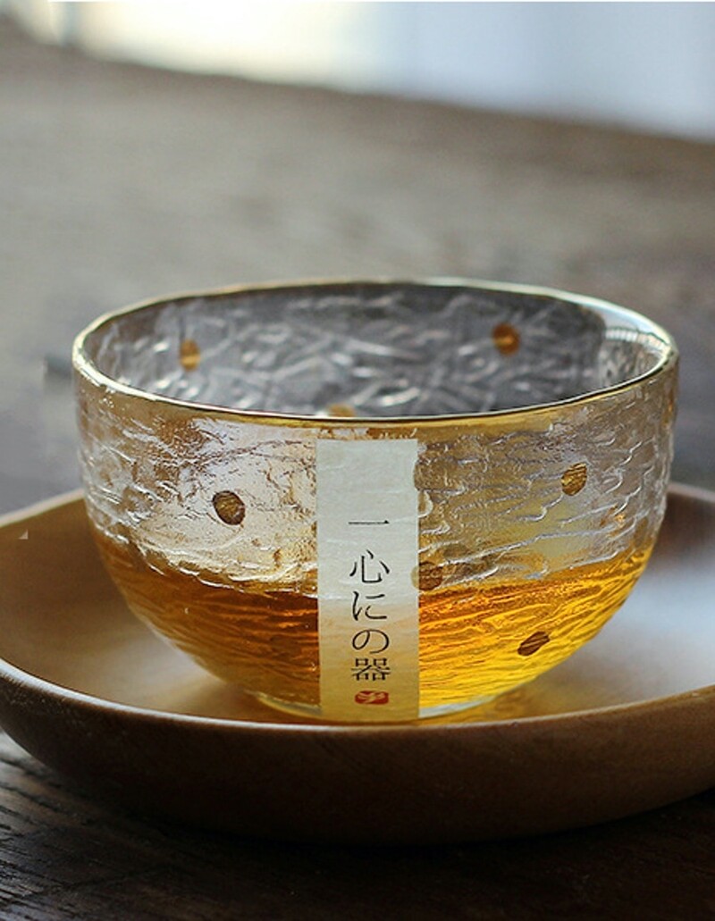 日式手工錘紋圓底玻璃杯