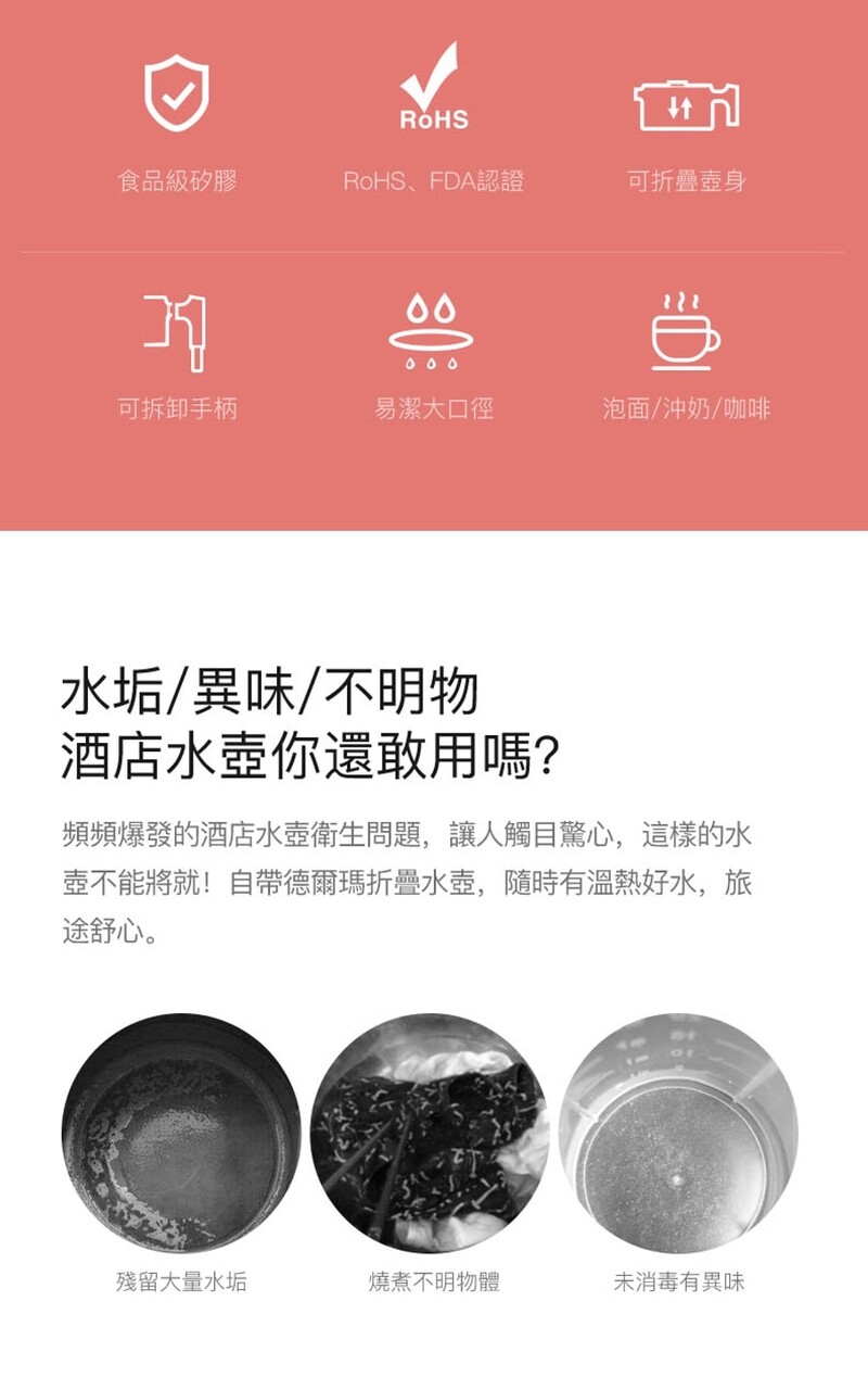 Deerma 德爾瑪 DH060BH 多功能摺疊式電熱水壺