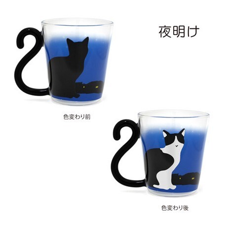 遇熱變色貓咪玻璃杯(日本直送)