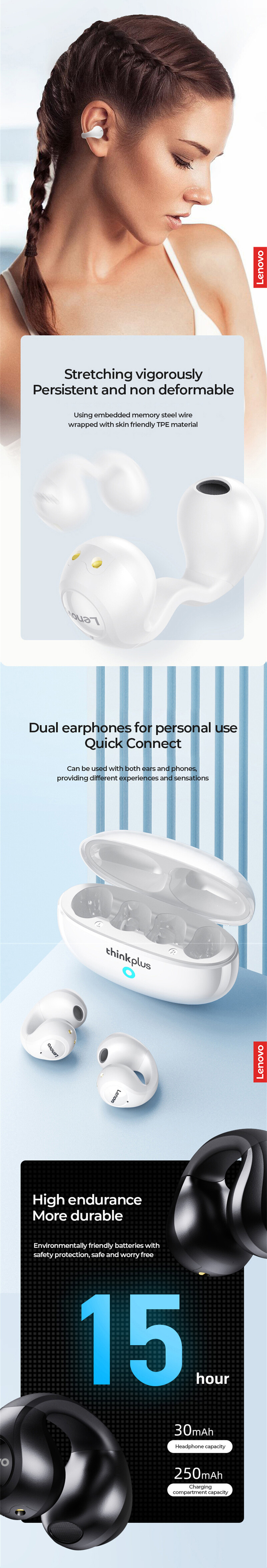 Lenovo Thinkplus XT83 II Earclip 真無線耳機[2色] - MoboPlus