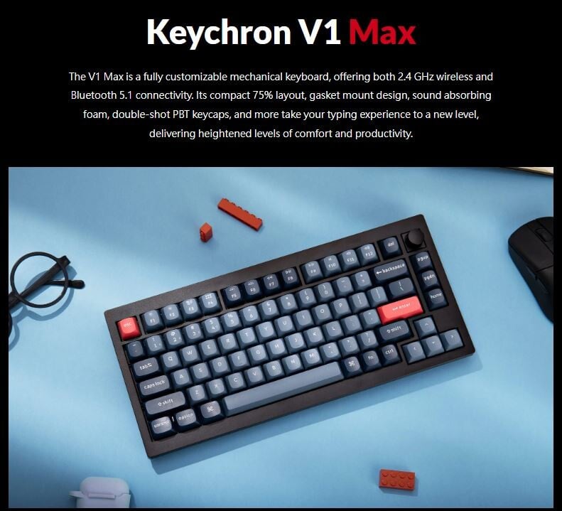 Keychron V1 Max QMK/VIA メカニカルキーボード 日本語 Keychron V1 MAX QMK/VIA ワイヤレスカスタム・メカニカル