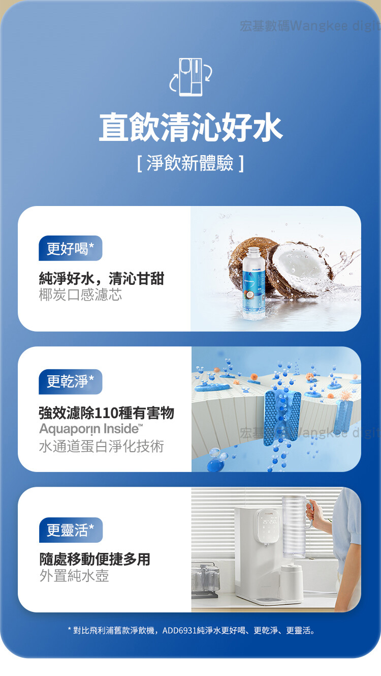 飛利浦- 反滲透淨飲機ADD6931 Aquaporin Inside水通道蛋白淨化技術