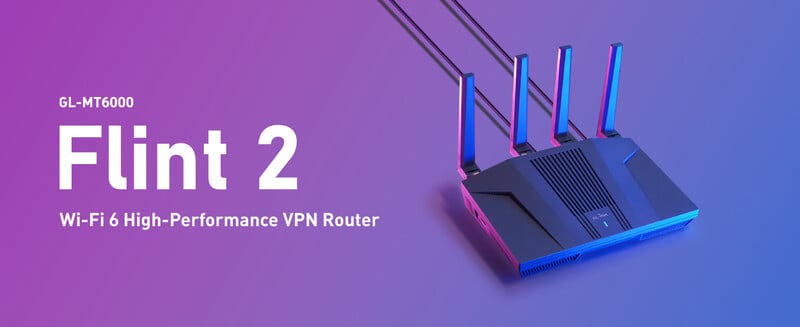 GL.iNet GL-MT6000(Flint 2) WiFi 6 Router | Gaming WiFi Router | 2