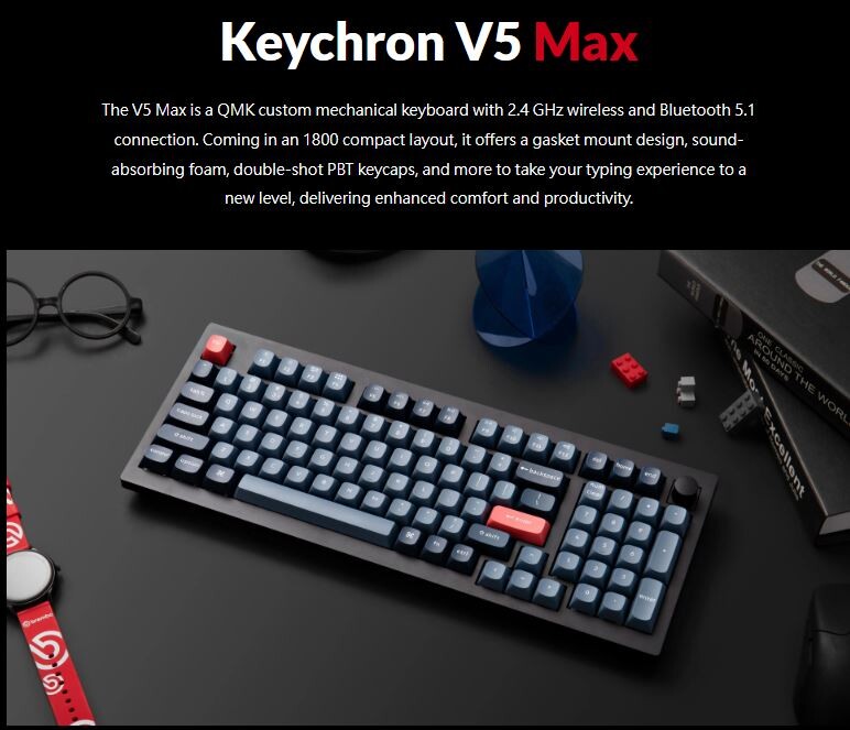 Keychron V5 Max QMK/VIA ワイヤレス カスタマイズ メカニカル