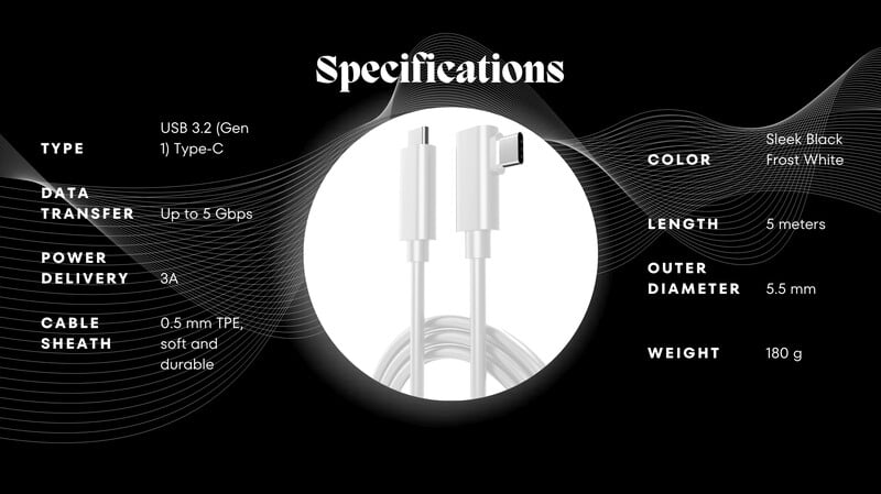 TYCK【FlexiLink】Meta Quest VR Headset Cable VR裝置串流線 5米 (2色) 13