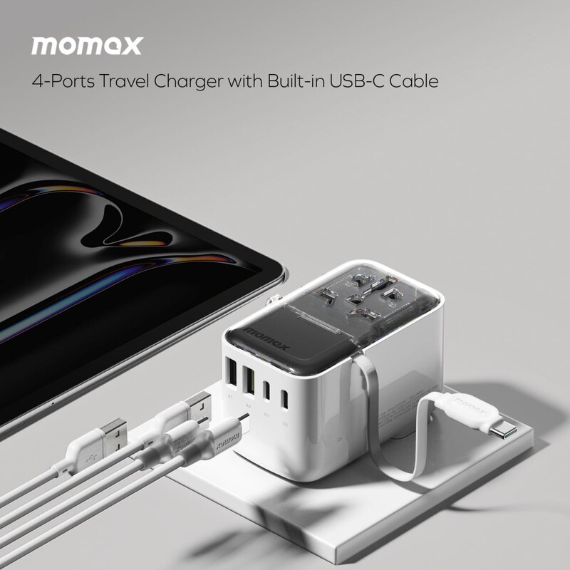 MOMAX - 1-World+ Flow 35W 伸縮充電線旅行插座(70cm) UA21 - 飛天流動