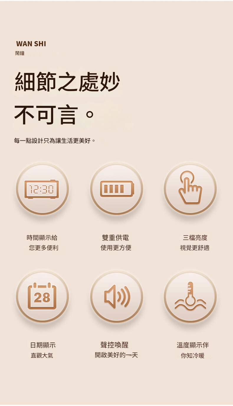 木質三角LED智能電子鐘WS-8012 - GearZone