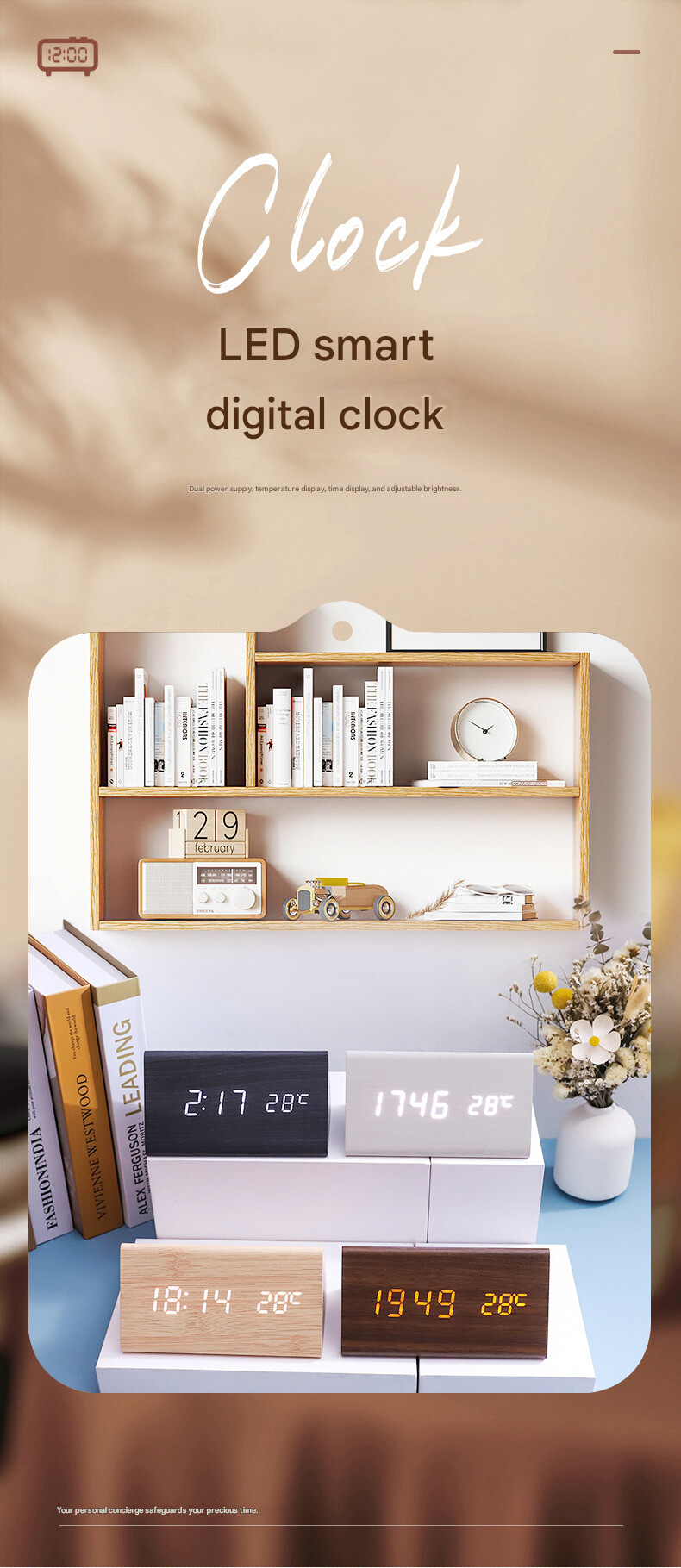 木質三角LED智能電子鐘WS-8012 - GearZone